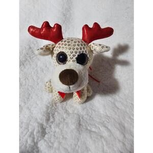 Galerie Deer Christmas Plush Candy Cane Reindeer Big Eyes 7" Bow Gold & Red